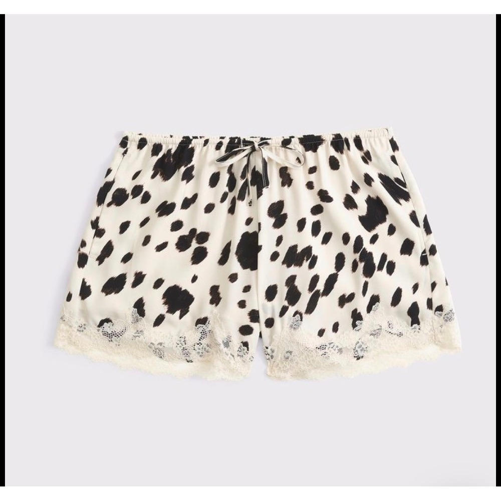 Abercrombie Cow Print Satin with Lace Trim Shorts
